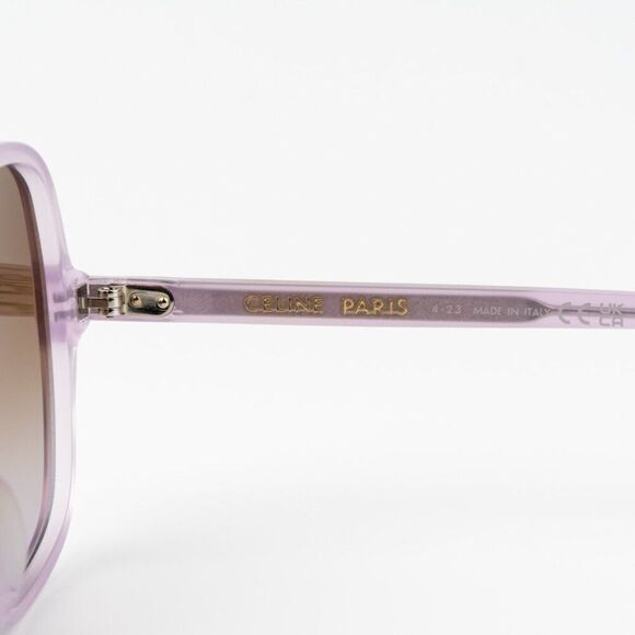 NEW Celine CL40244U 78F CELINE THIN Opal Lilac Brown Women Geometric Sunglasses - Picture 8 of 11